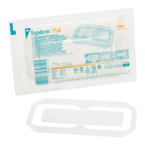 3M Medical Products Tegaderm +Pad Film Island Dressing 3-1/2x8" Sterile Rectangle NAdhr Trans Abs LF - 3590