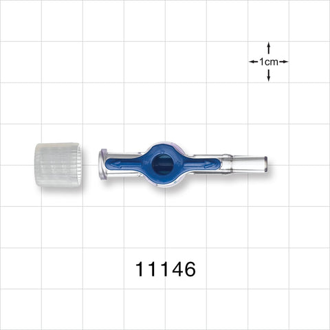 1-Way Stopcock, Female Luer Lock, Male Luer Slip, 90 Degree Turn Handle, Non-Vented Cap - 30 psi - 11146