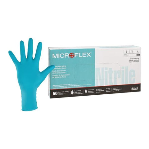 Microflex Inc -MICROFLEX N89 Nitrile Exam Gloves Large Extended Green Non-Sterile Chemo Rated N893
