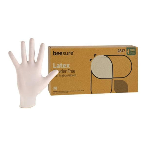 EcoBee -BeeSure Latex Exam Gloves Medium White Non-Sterile, 10 BX/CA BE2817