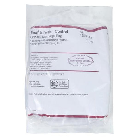Bard Medical Division Urinary Drainage Bag 2000mL Disposable Anti-Reflux Chamber - 154114A
