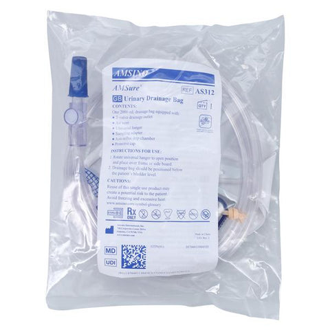 Amsino International, Inc AMSure Urinary Leg Bag 2000mL Anti-Reflux Chamber - AS312