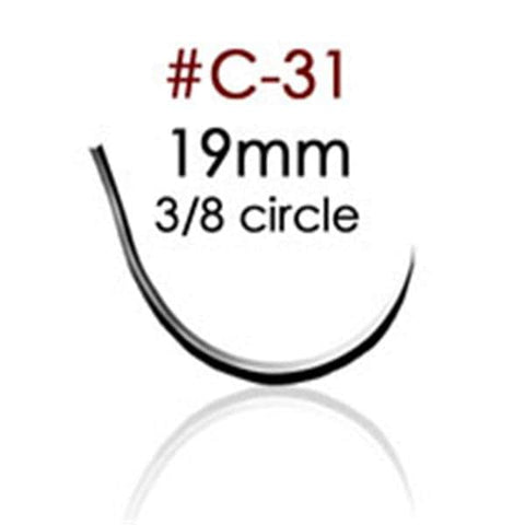 A. Titan Instruments -RS3 Suture Polyglycolic Acid Braid 4-0 18" Absorbable C-31 Reverse Cutting 3/8 Circle Needle 19mm Coated Undyed 12/Package ATI31184PGA