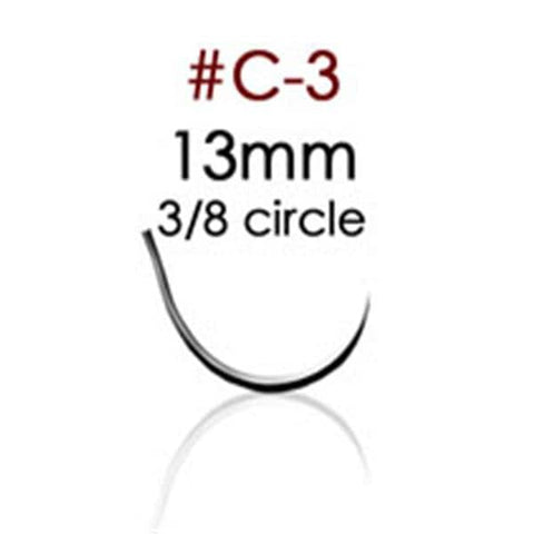 A. Titan Instruments -RS3 Suture Polyglycolic Acid Braid 6-0 18" Absorbable C-3 Reverse Cutting 3/8 Circle Needle 13mm Coated Undyed 12/Package ATI-3-18-6PGA