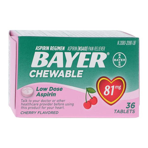 Bayer Consumer Products Bayer Aspirin Children NSAID Chewable Tablets 81mg Cherry 36/Bottle - 1923366