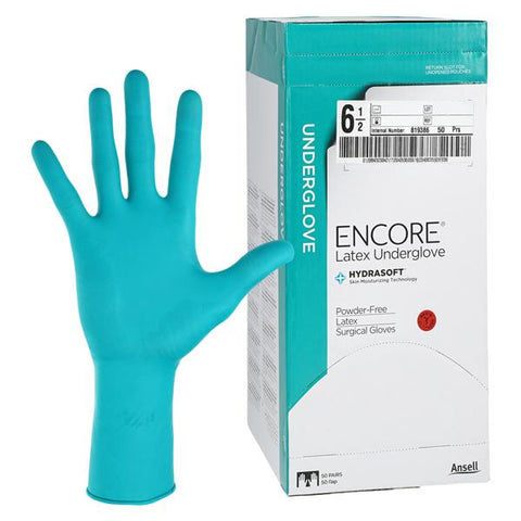 Ansell Healthcare Products ENCORE Latex Underglove Surgical Gloves 6.5 Standard Green, 4 BX/CA - 2018465