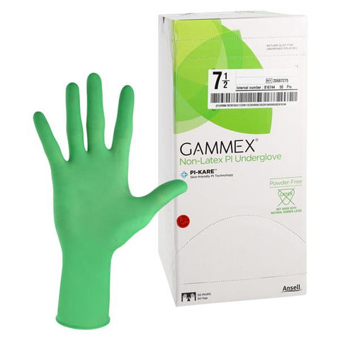 Ansell Healthcare Products GAMMEX Non-Latex PI Underglove Polyisoprene Surgical Gloves 7.5 Standard Green, 4 BX/CA - 20687275