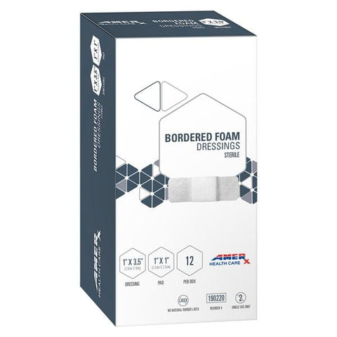 Amerx Health Care Corp Amerx Polyurethane Foam Border Dressing 1x3.5" Sterile LF - 190220