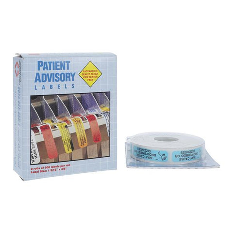 Apothecary Products Labels May Cause Drowsiness/Alcohol Blue 1-9/16x1/2" 1000/Box - 40215