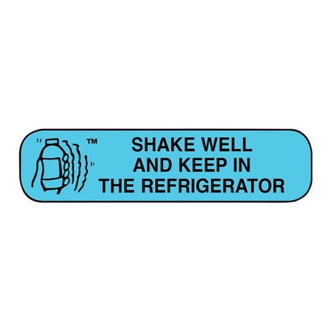 Apothecary Products Labels Shake Well Refrigerate Blue 1-9/16x1/2" 1000/Box - 40140