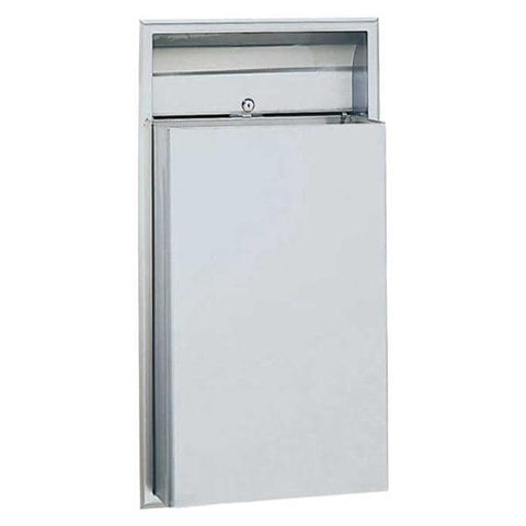 Bobrick Can Trash 1-Piece Tumbler Lock Hemmed Top Edges/Recessed w/ Key/Removable Waste Receptacle f/ 4" Wall Each - 3644