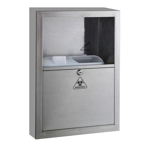Bobrick -Sharps Disposal Cabinet 5.4qt Gray 12x17.4x5" Stainless Steel For Surface Mounted Each 350169