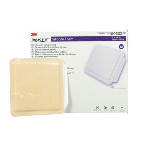 3M Medical Products Tegaderm Silicone/Foam Dressing 6x6" Sterile Adhesive - 90632