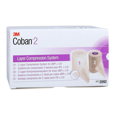 3M Medical Products -Coban Compression System Wrap Polyester/Polyurethane 2"x1.3yd/2"x3yd Beige/Tan 8Kt/Case 2092