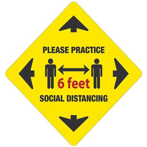 Alco Sales & Service Co. PRACTICE SOCIAL DISTANCE SIGN 12" X 12" YELLOW Each - 85791-1