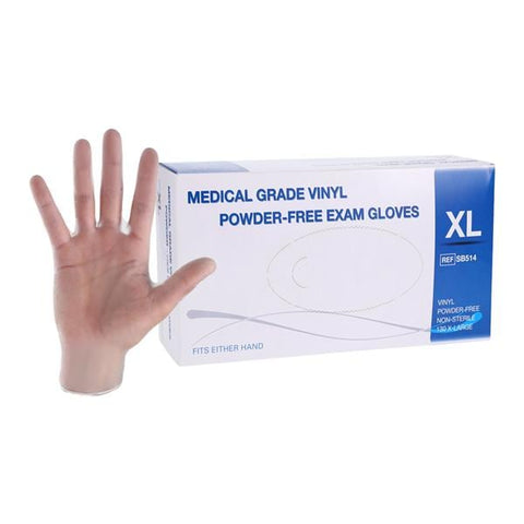 Medline Industries Inc -Vinyl Exam Gloves X-Large Clear Non-Sterile, 10 BX/CA SB514