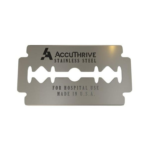 Accutec Blades, Inc AccuThrive Stainless Steel Double Edge Prep Blade 0.004" Non-Sterile Disp 100/Bx, 10 BX/CA - AVBL-3001-0000