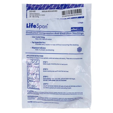 Albahealth, Llc. Lifespan Anti-Embolism Stocking Knee High Medium Unisex 14-16" White - 553-02