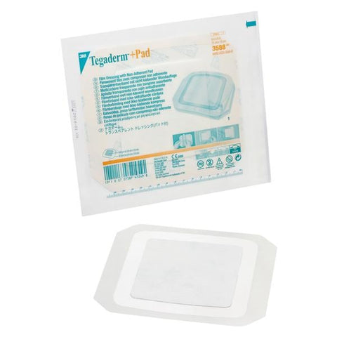 3M Medical Products Tegaderm +Pad Film Island Dressing 6x6" Sterile Adhesive NAdhr Trans Abs LF - 3588