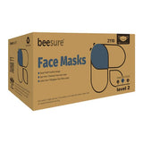 EcoBee -BeeSure Mask ASTM Level 2 Blue Not Made From Natural Rubber Latex 50/Box BE2100B