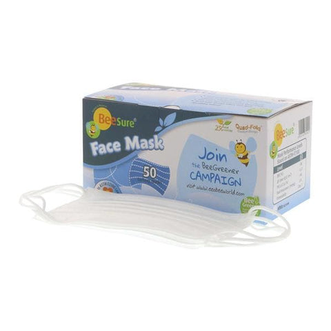 EcoBee -BeeSure Earloop Mask ASTM Level 2 White Not Made From Natural Rubber Latex 50/Box BE2100W