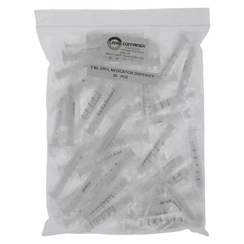 Clarke Container Division Syringe Dispenser Plastic 5mL Oral Transparent Reusable 50/Pack - 96503