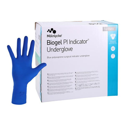 Molnlycke Healthcare -Biogel PI Indicator Polyisoprene Surgical Undergloves 6.5 Blue, 4 BX/CA 41665
