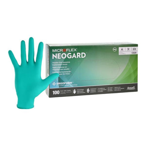 Microflex Inc -MICROFLEX Neogard Neoprene Exam Gloves X-Small Standard Green Non-Sterile Not Chemo Approved, 10 BX/CA C520