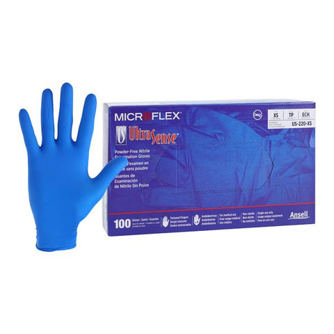 Microflex Inc -MICROFLEX UltraSense Nitrile Exam Gloves X-Small Standard Blue Non-Sterile Chemo Tested, 10 BX/CA US-220-XS