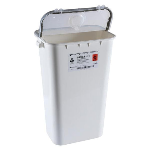 Bemis Healthcare, Inc -Sentinel Sharps Container 11gal White 16-1/2x11-13/16x22-1/2" Vertical Entry Plastic Absorbent Pads Molded-In Handles Hinge Lid/Gasket/Separate Round Opening Lid 6/Case 211 004