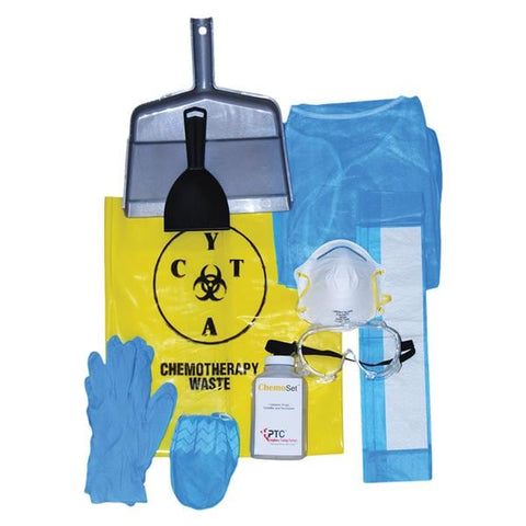 HPTC, Inc -Spill Kit 6oz Non-Sterile For Chemotherapy Waste Disposal With 3 Tubes/Goggles/Nitrile Gloves/Scooper/Bags/Biohazard Labels Each KESK