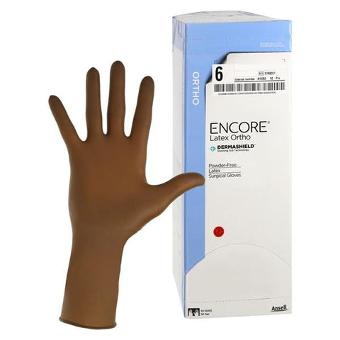 Ansell Healthcare Products Encore Orthopaedic Surgical Gloves 6 Brown, 4 BX/CA - 5788001