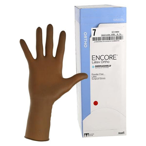 Ansell Healthcare Products Encore Orthopaedic Surgical Gloves 7 Brown, 4 BX/CA - 5788003