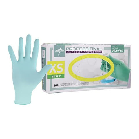 Medline Industries Inc -Professional Nitrile Exam Gloves X-Small Green Non-Sterile Chemo Tested, 10 BX/CA PRO31760