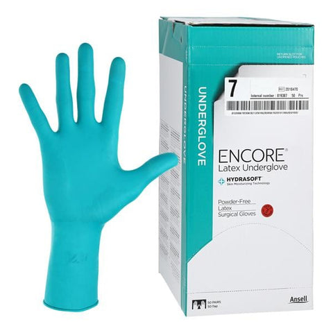 Ansell Healthcare Products ENCORE Latex Underglove Surgical Gloves 7 Standard Green, 4 BX/CA - 2018470
