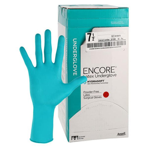 Ansell Healthcare Products ENCORE Latex Underglove Surgical Gloves 7.5 Standard Green, 4 BX/CA - 2018475
