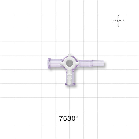 3-Way Stopcock, 2 Female Luer Locks, Male Luer Slip - 29 psi - 75301