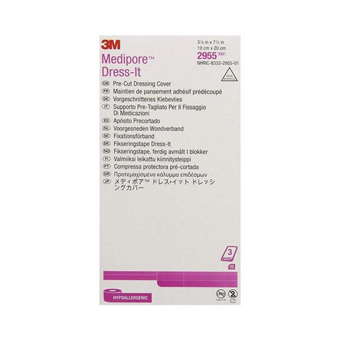 3M Medical Products Medipore Dress-It Soft Cloth Dress-It Dressing 3-7/8x7-7/8" NS Adhs NAdhr LF - 2955