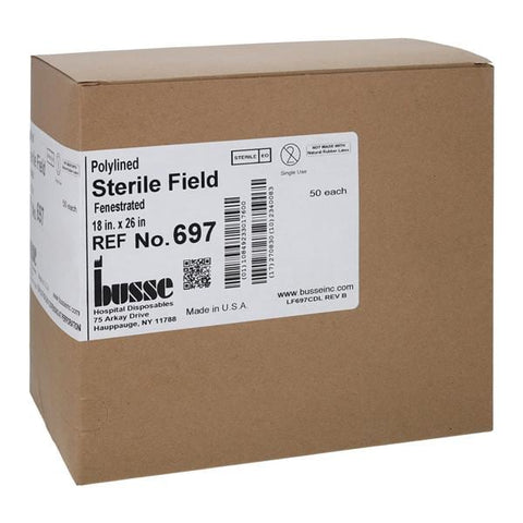 Busse Hospital Disposable 18x26" Sterile Towel Drape 3" Fenestrated, 6 BX/CA — 697