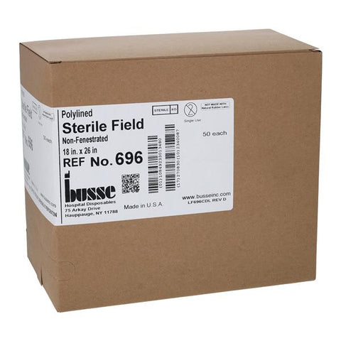 Busse Hospital Disposable 18x26" Sterile Surgical Drape Non-Fenestrated, 6 BX/CA - 696