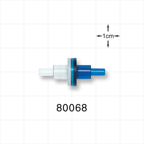 Check Valve, Clear Inlet, Blue Outlet - 0.124 inch OD (3.1 mm); 0.142 psi CP - 80068