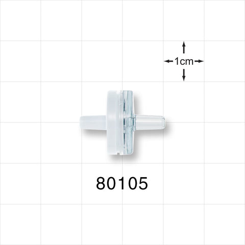 Check Valve, White Inlet, Clear Outlet - 0.13 inch - 0.138 inch OD (3.3 mm - 3.5 mm); 1.5 - 5 psi CP - 80105