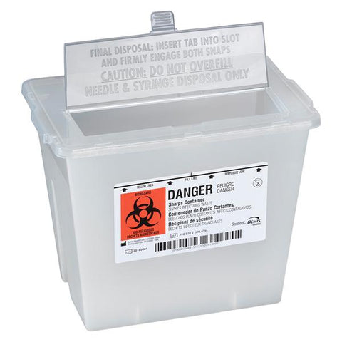 Bemis Healthcare, Inc -Sentinel Sharps Container 2gal Translucent Beige 11-5/8x7-3/4x8-5/8" Plastic Molded-In Handles Autoclavable Horizontal Drop 30/Case 102 020