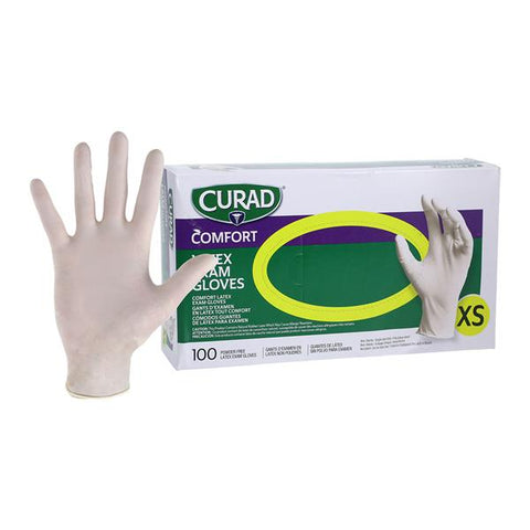 Medline Industries Inc -Accucare Latex Exam Gloves X-Small Beige Non-Sterile, 10 BX/CA CUR8103