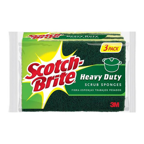 3M Business Products Scotch-Brite Scrub Sponges Green/Yellow 3/Package - 215051