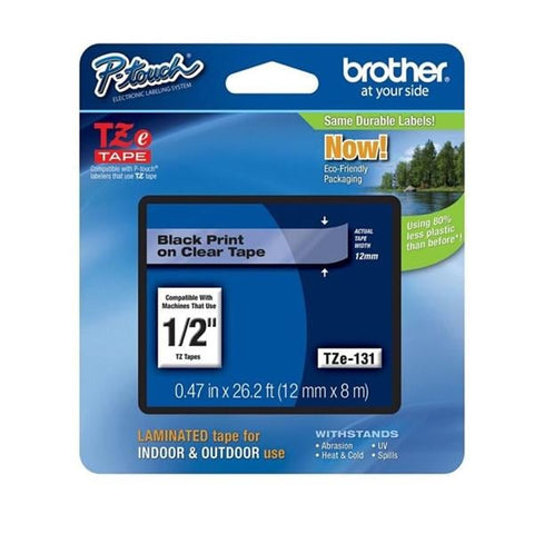 Brother International Corp Brother TZe-131 Black-On-Clear Tape 0.5" x 26.2' 1/Package - 239418