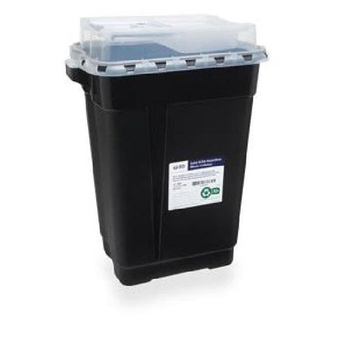 Becton-Dickinson -Recykleen RCRA Hazardous Waste Container 19gal Black 26-1/4x20x14-3/4" Sliding Lid Plastic Nestable Non-Sterile 70% Recycled Material Non-DOT 5/Case 305072