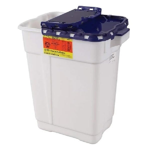 Becton-Dickinson -Recykleen Sharps Container 9gal Blue/White 18-1/2x17-3/4x11-3/4" Sliding Gasket Lid Plastic Non-Sterile Each, 8 EA/CA 305329
