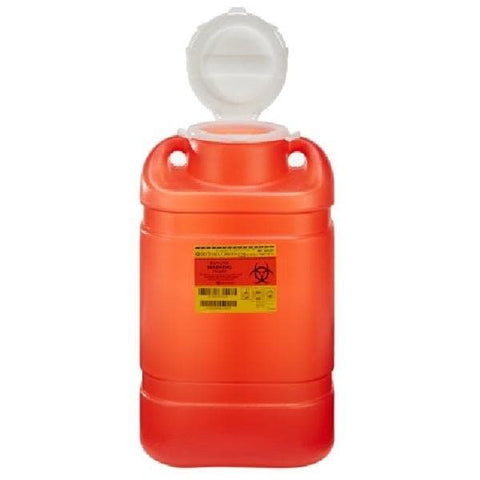 Becton-Dickinson -Sharps Container 5gal Red/Clear 7-1/2x10-1/2x18" Hinge Lid Plastic 1-Piece/X-Large Double-Wall Handles Non-Sterile Reusable Each, 8 EA/CA 305491