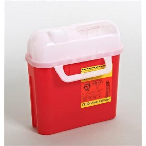 Becton-Dickinson -Sharps Container 5.4qt Red 4-1/2x11-6/10x11-7/10" Counterbalanced Side Entry Plastic Non-Sterile Each, 20 EA/CA 305443